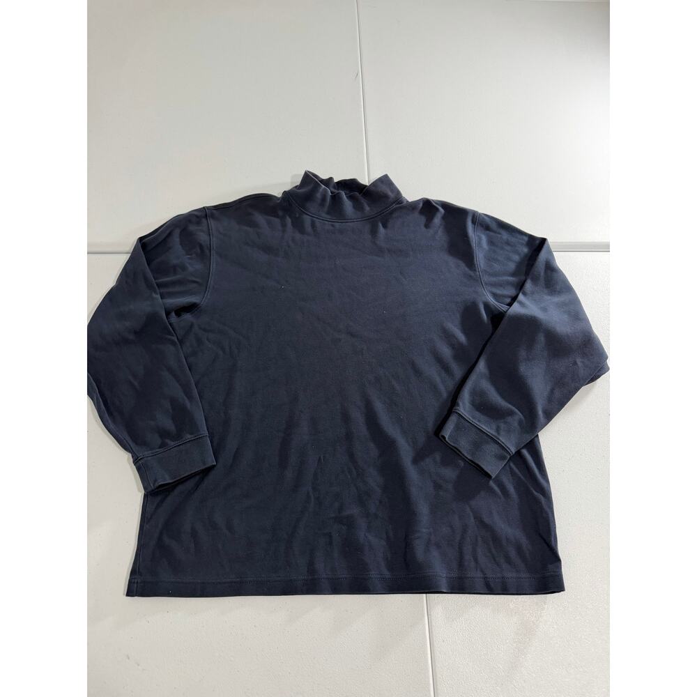 L.L. Bean Men's L Reg Navy Blue Mock Turtleneck Long Sleeve Shirt Layering